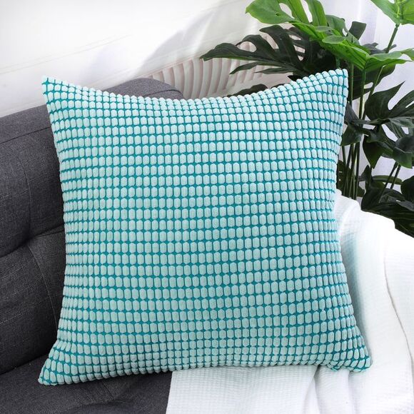 Soft Corduroy Throw Pillow Cover Sofa Cushion Cover 20" x 20" Pale Blue - Picture 2 of 6